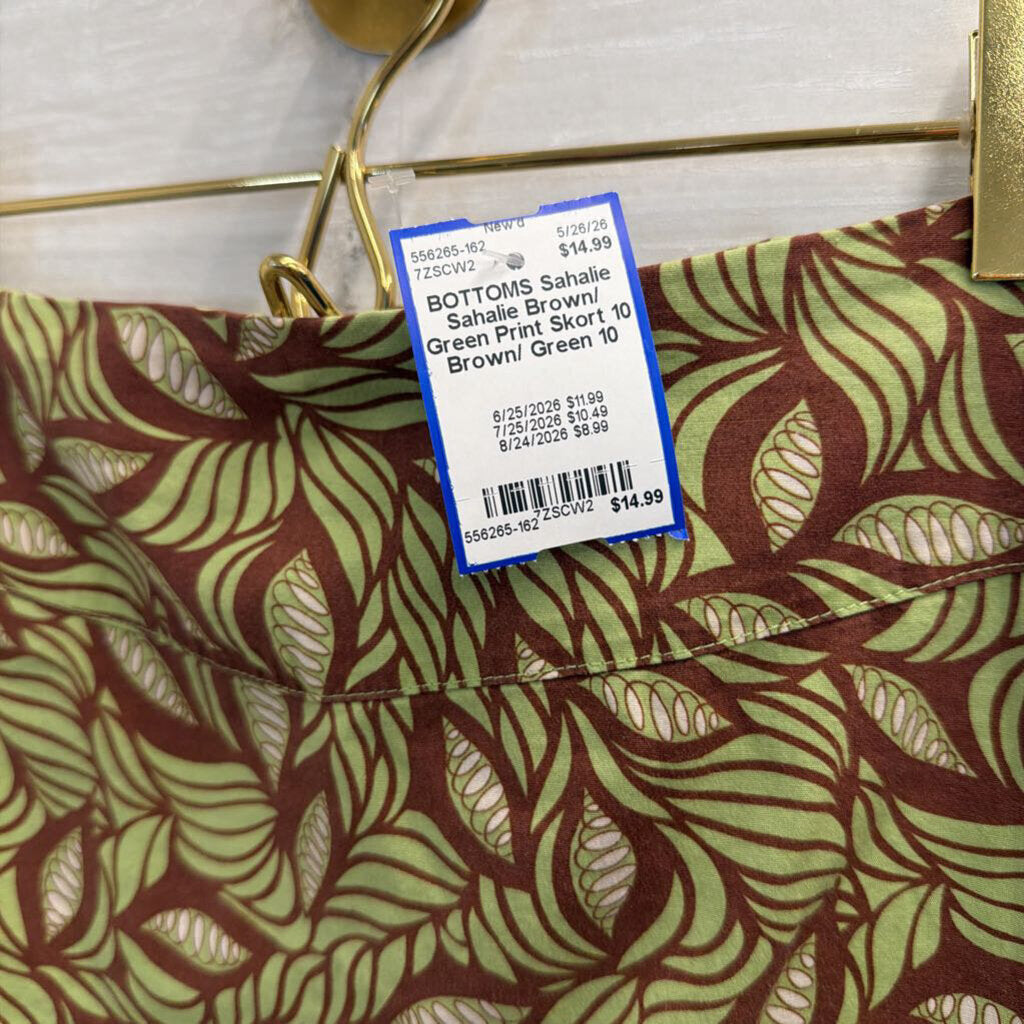 Sahalie Brown/ Green Print Skort 10