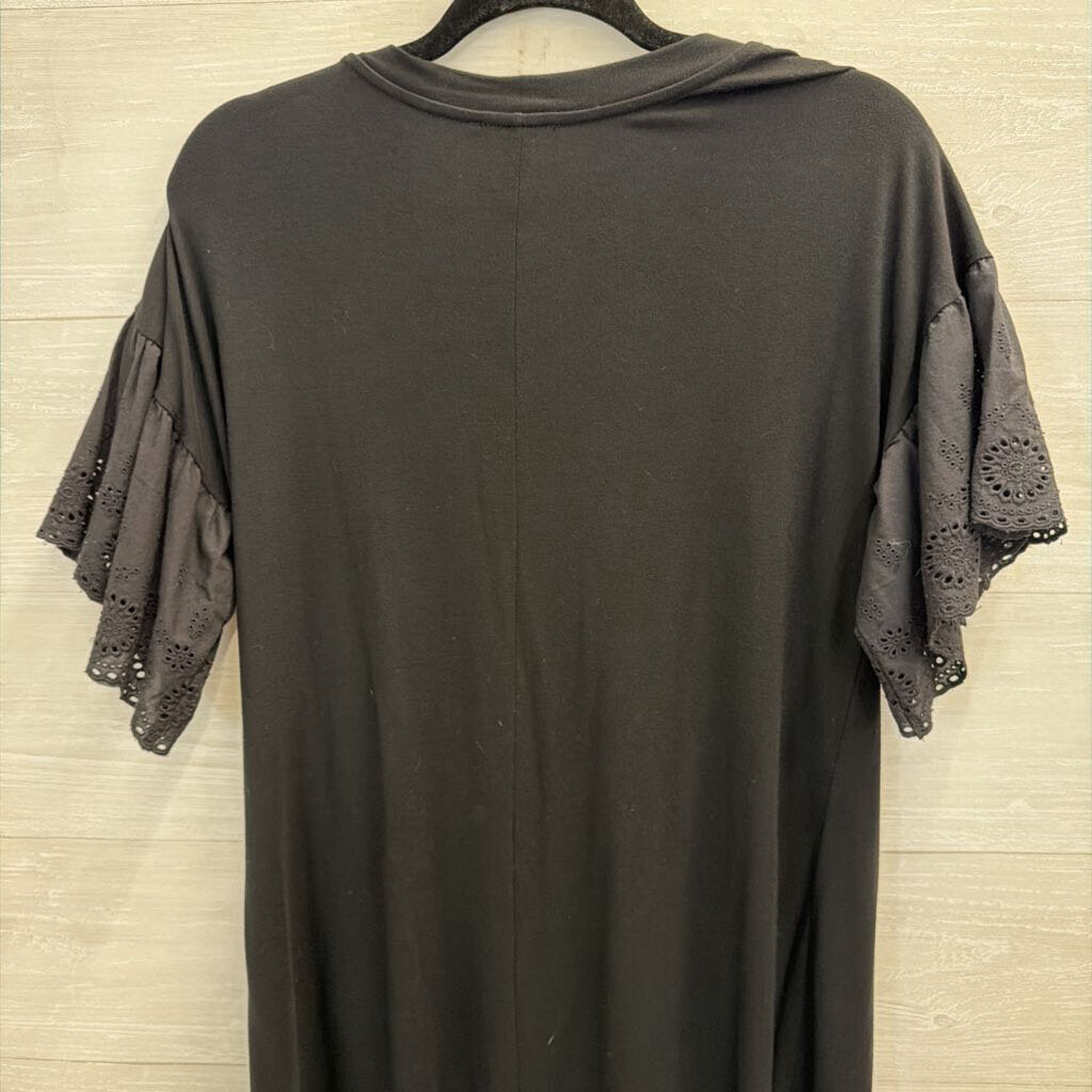 As U Wish Black Short Sleeve Shift Dress Small