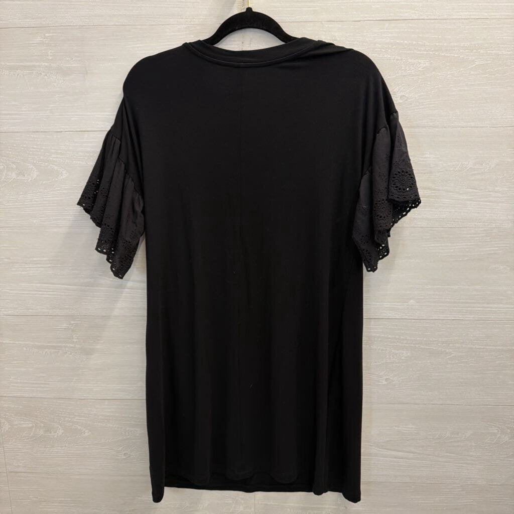 As U Wish Black Short Sleeve Shift Dress Small