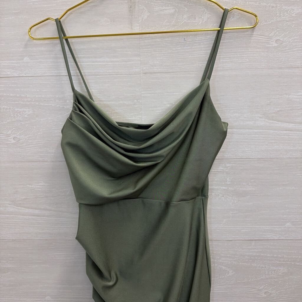 Windsor Green Side Ruched Mini Dress Medium