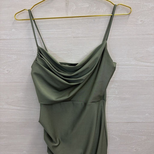 Windsor Green Side Ruched Mini Dress Medium