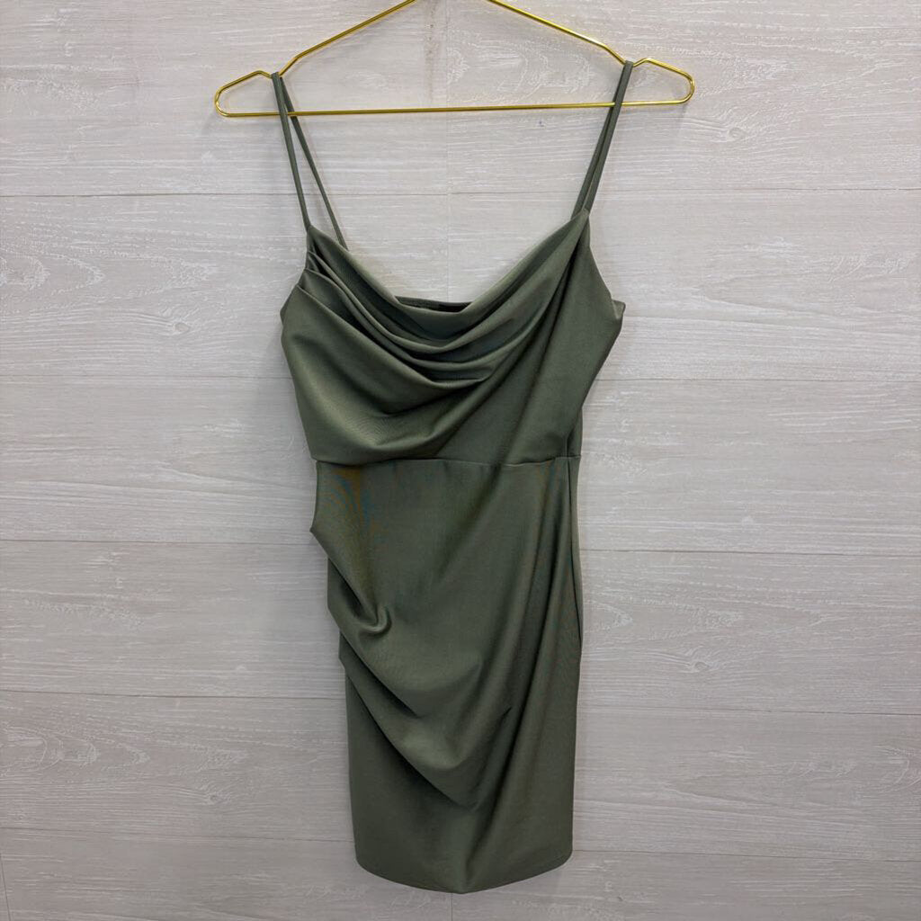 Windsor Green Side Ruched Mini Dress Medium