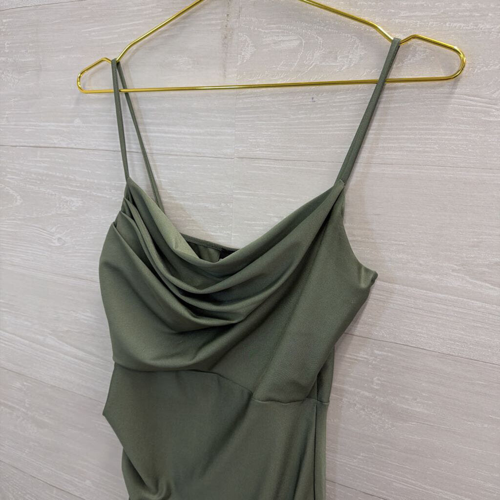 Windsor Green Side Ruched Mini Dress Medium
