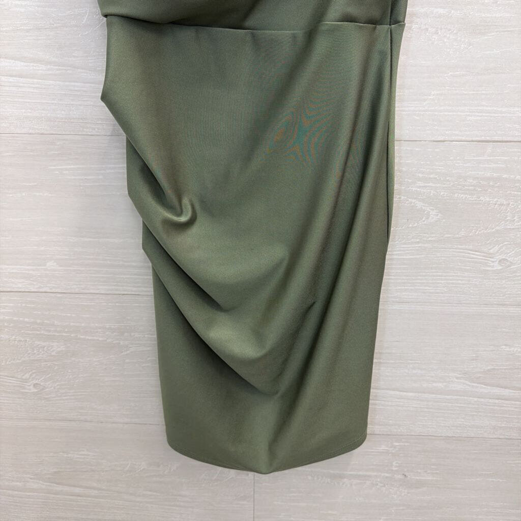 Windsor Green Side Ruched Mini Dress Medium