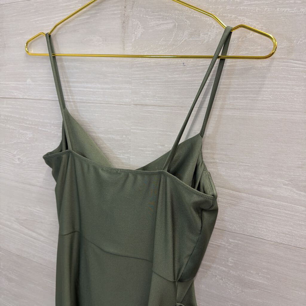 Windsor Green Side Ruched Mini Dress Medium