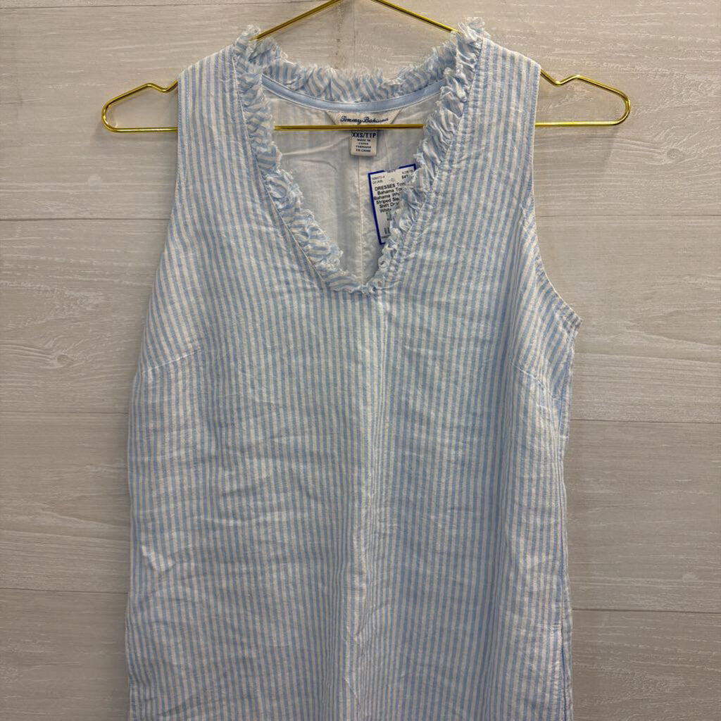 Tommy Bahama White/ Blue Striped Sleeveless Shift Dress XXS