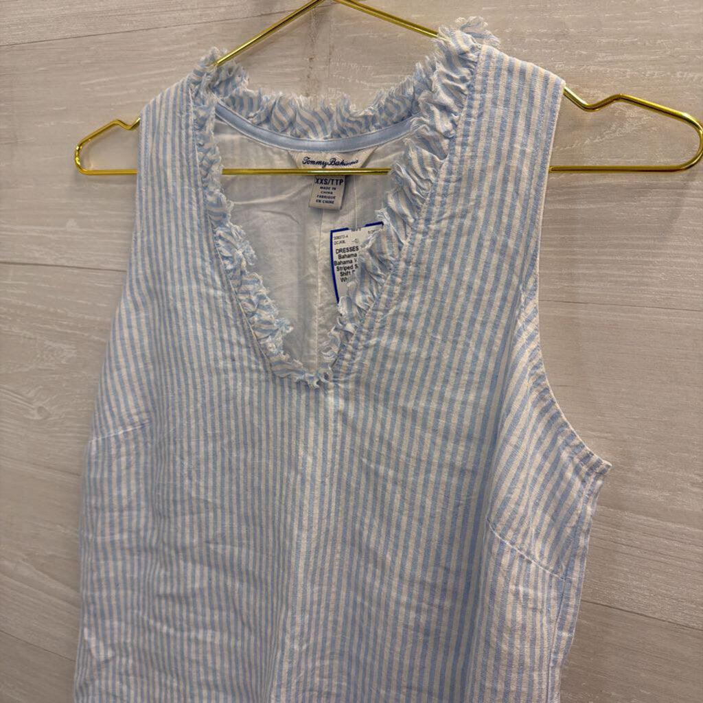 Tommy Bahama White/ Blue Striped Sleeveless Shift Dress XXS