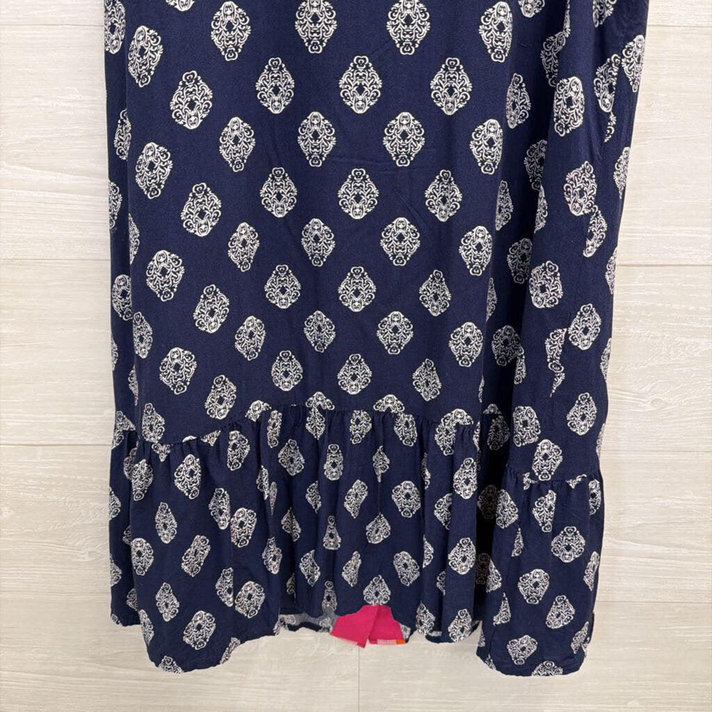 THML Navy/ Multi Print Sleeveless Button Down Dress Small