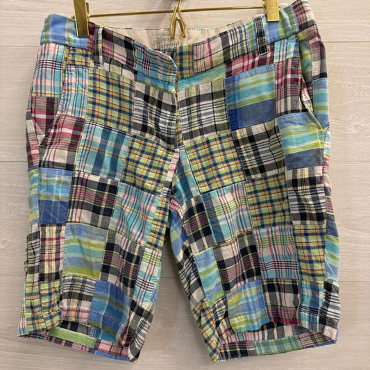 J Crew Blue/ Multi Plaid Bermuda Shorts 0