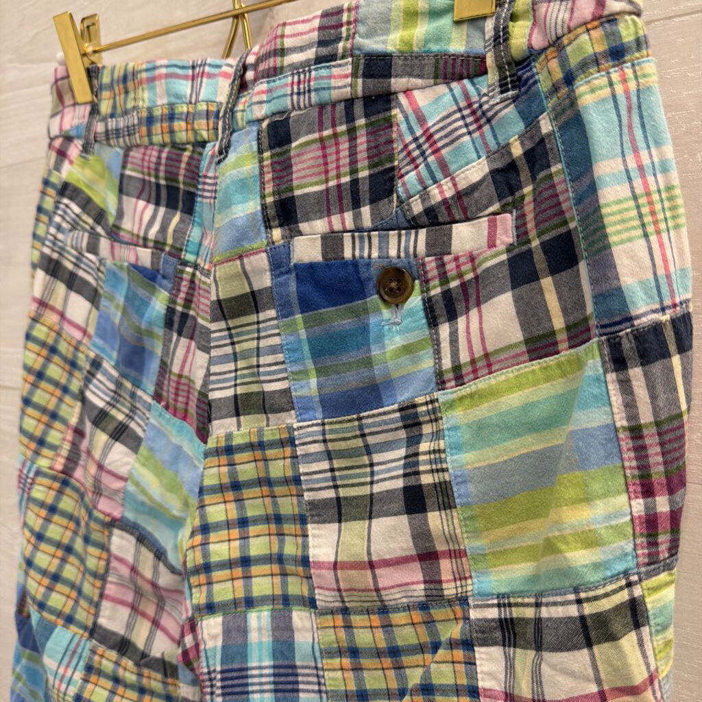 J Crew Blue/ Multi Plaid Bermuda Shorts 0