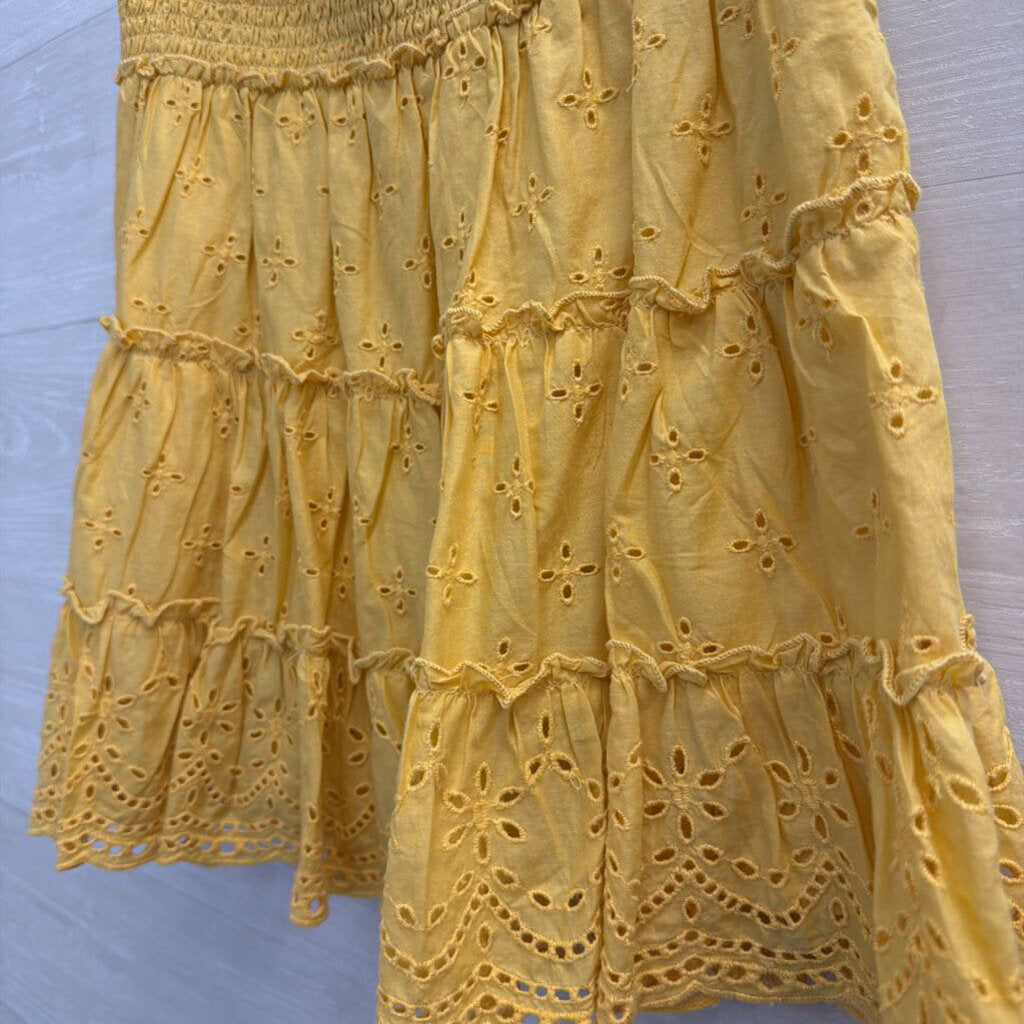 American Eagle Yellow Eyelet Tiered Skirt Medium
