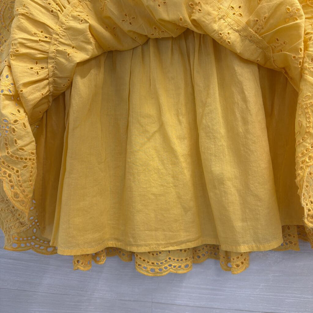 American Eagle Yellow Eyelet Tiered Skirt Medium