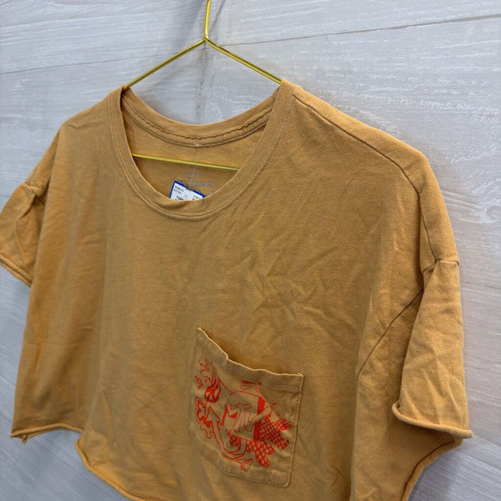 Offline Yellow Cropped MTV Short Sleeve Graphic Tee Medium
