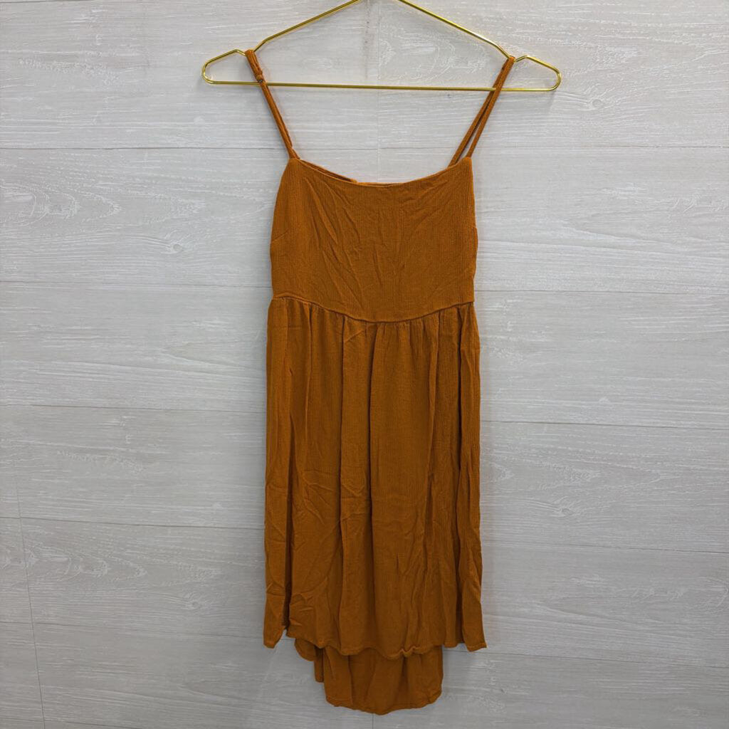 Brown Textured Tie Back Dress Medium
