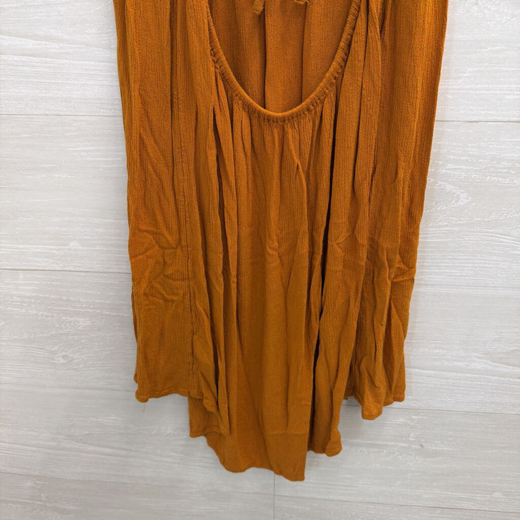 Brown Textured Tie Back Dress Medium