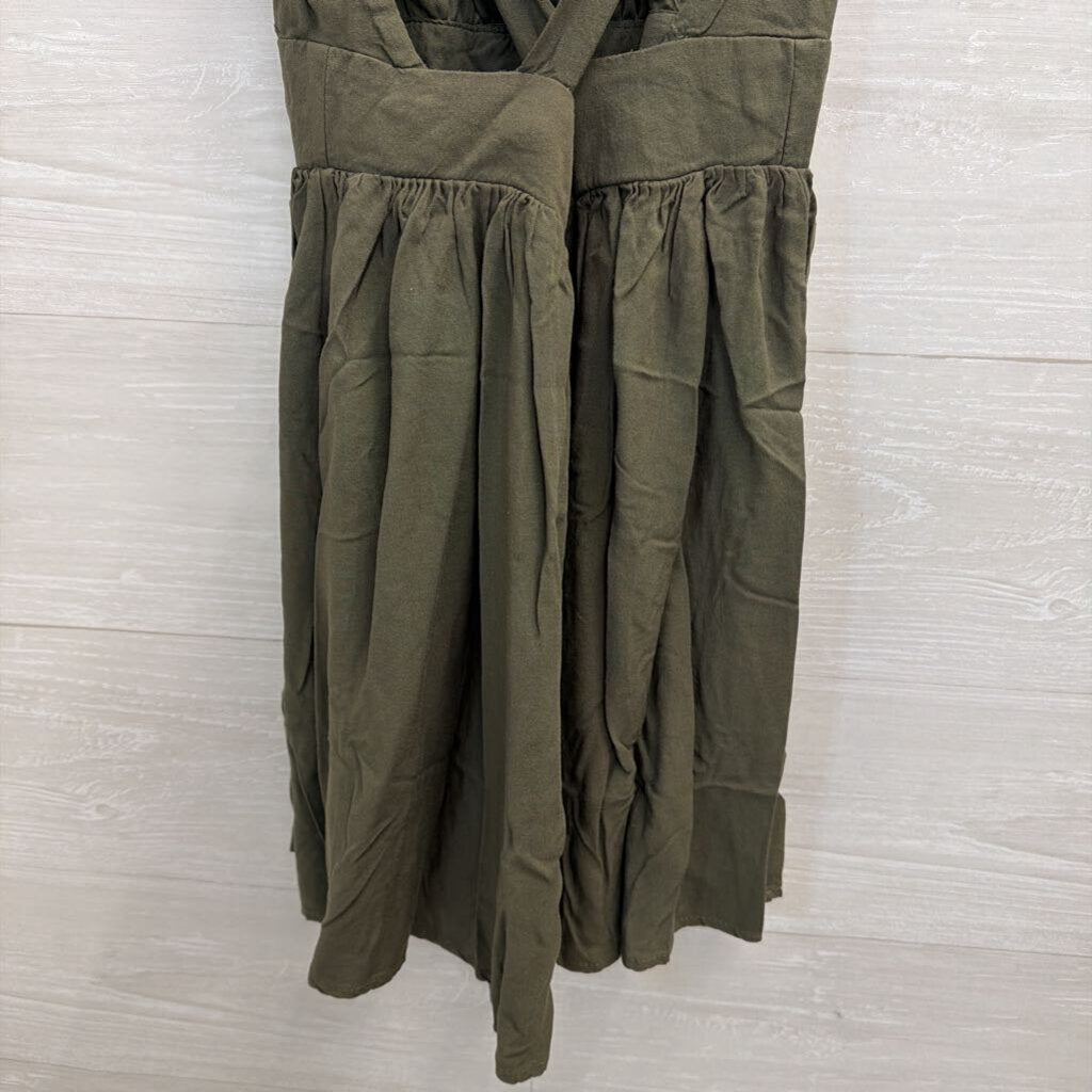 LuLus Green V Neck Dress Medium