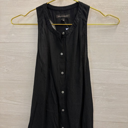 Banana Republic Black Sleeveless Button Front Top Small Petite