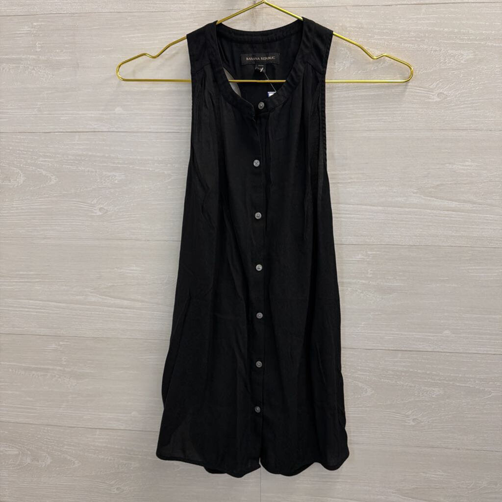 Banana Republic Black Sleeveless Button Front Top Small Petite