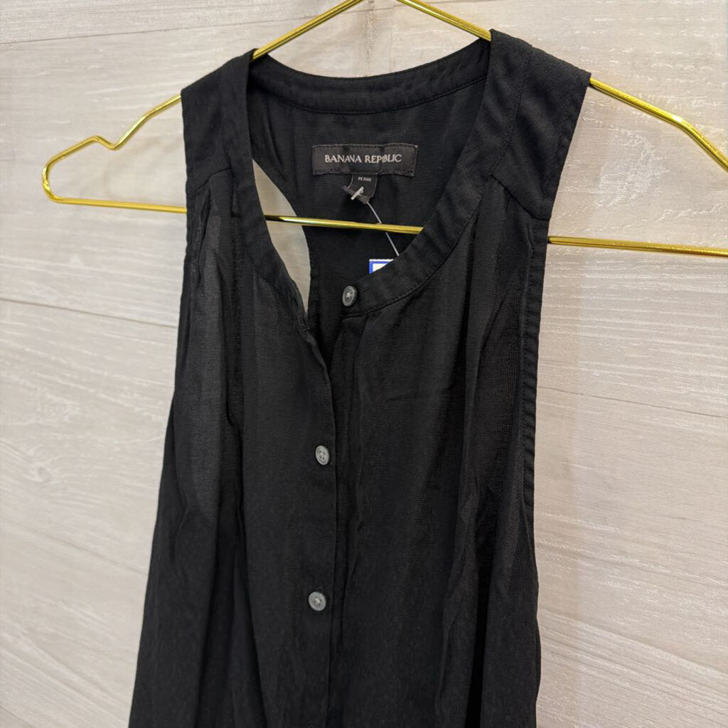 Banana Republic Black Sleeveless Button Front Top Small Petite