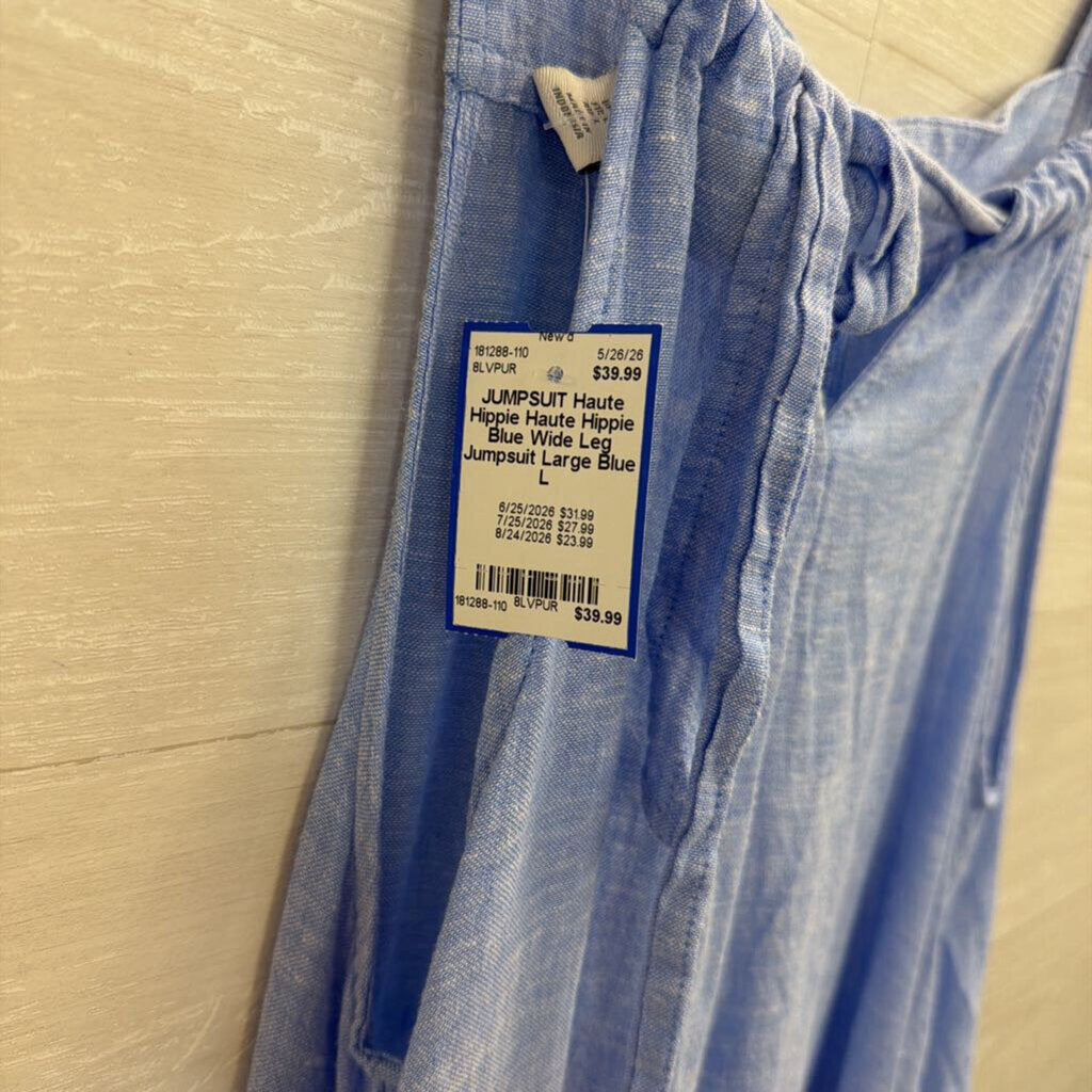 Haute Hippie Blue Wide Leg Jumpsuit Large
