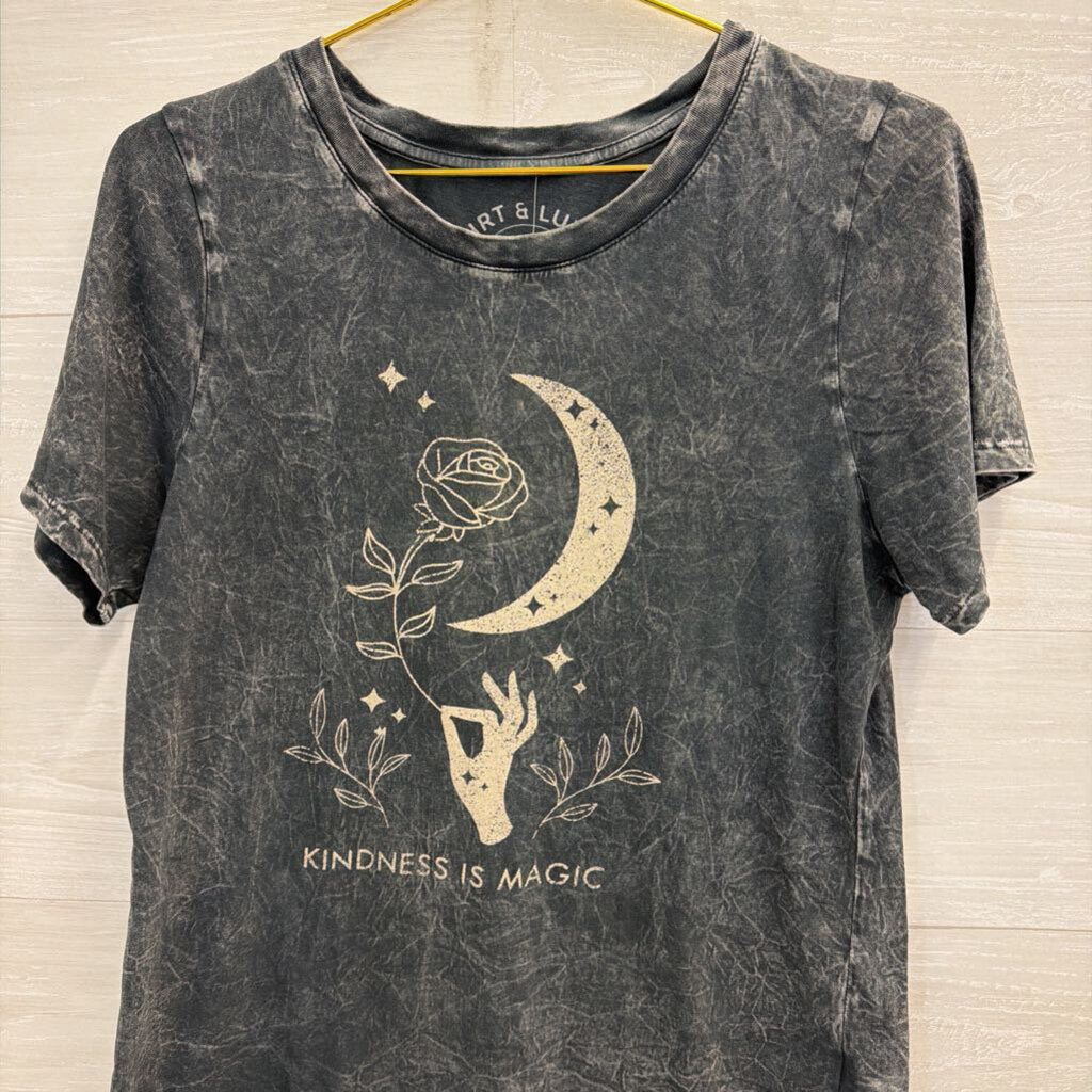 Grey/ Beige Kindness is Magic Short Sleeve Graphic Tee Large
