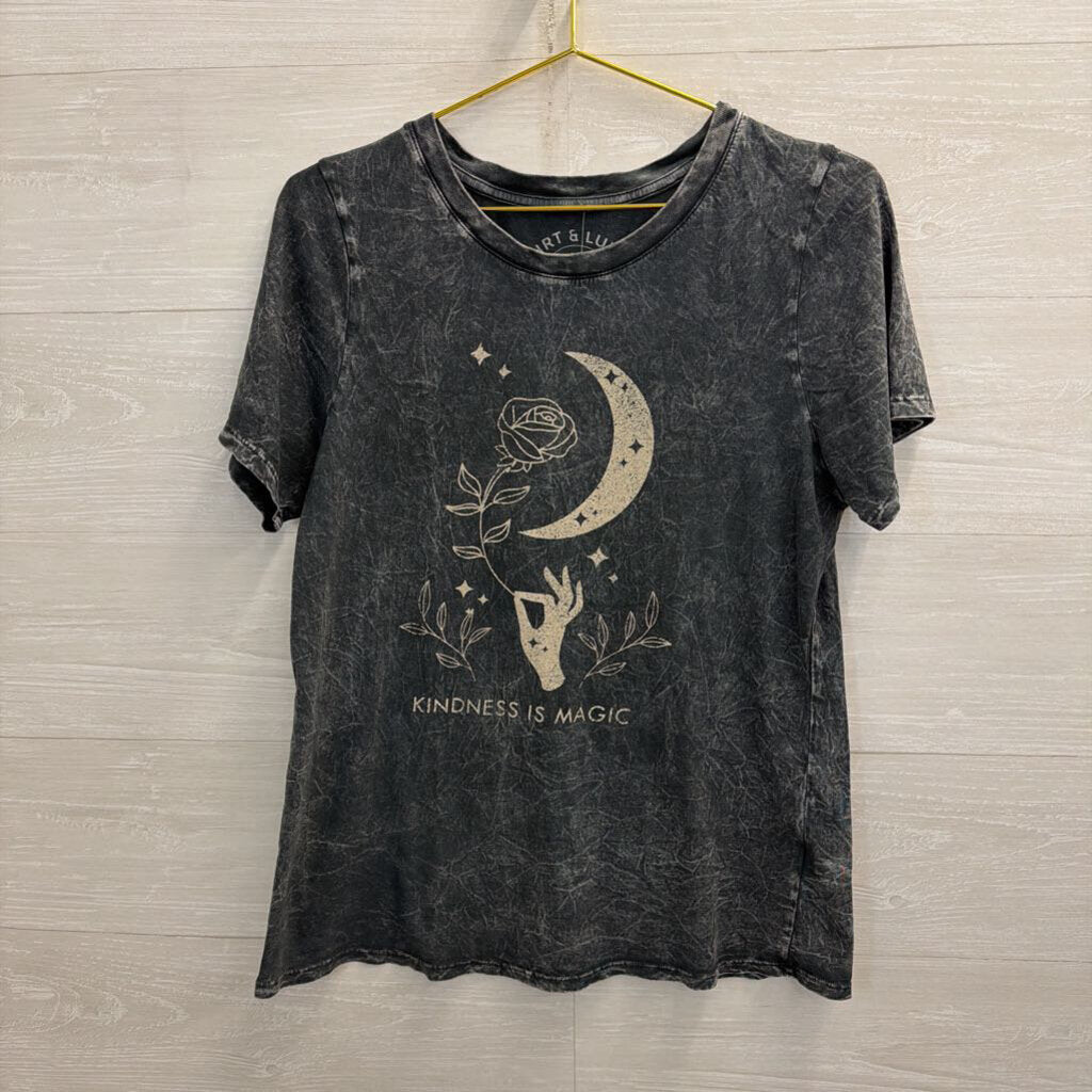 Grey/ Beige Kindness is Magic Short Sleeve Graphic Tee Large