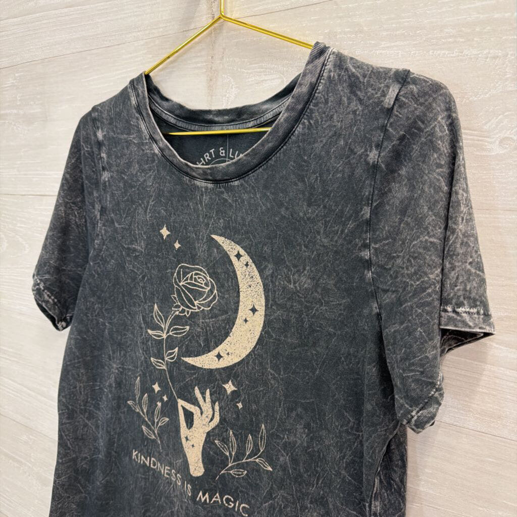 Grey/ Beige Kindness is Magic Short Sleeve Graphic Tee Large