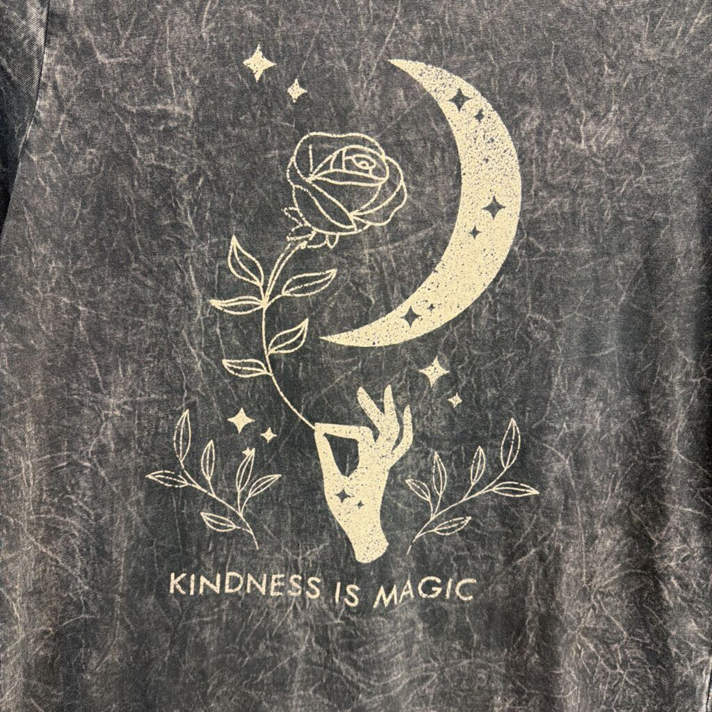 Grey/ Beige Kindness is Magic Short Sleeve Graphic Tee Large
