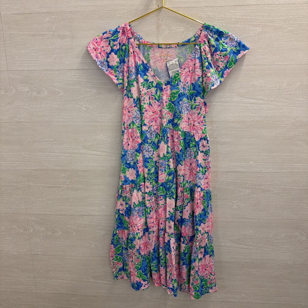Lilly Pulitzer Blue/ Pink Print Short Sleeve Dress Extra Small