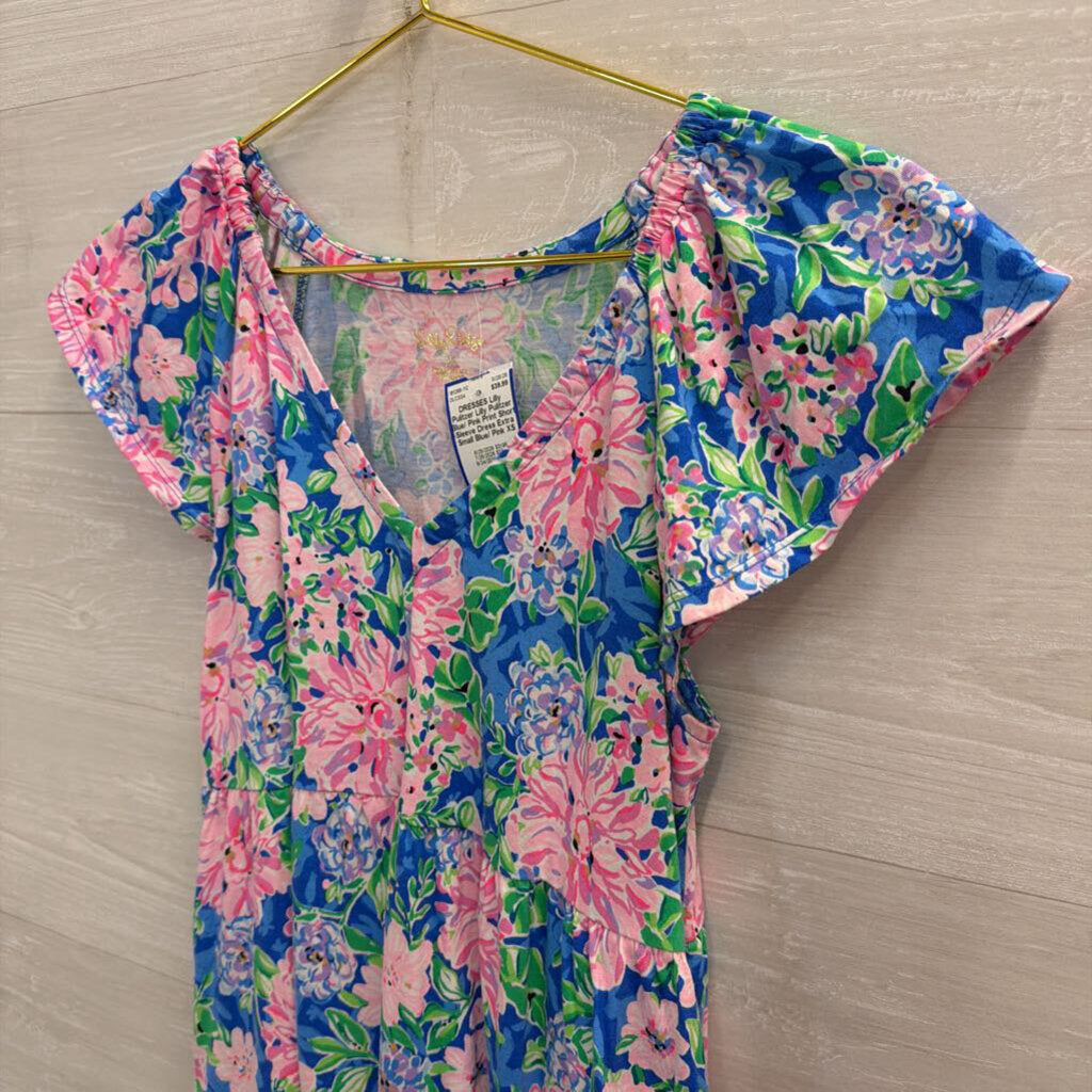 Lilly Pulitzer Blue/ Pink Print Short Sleeve Dress Extra Small