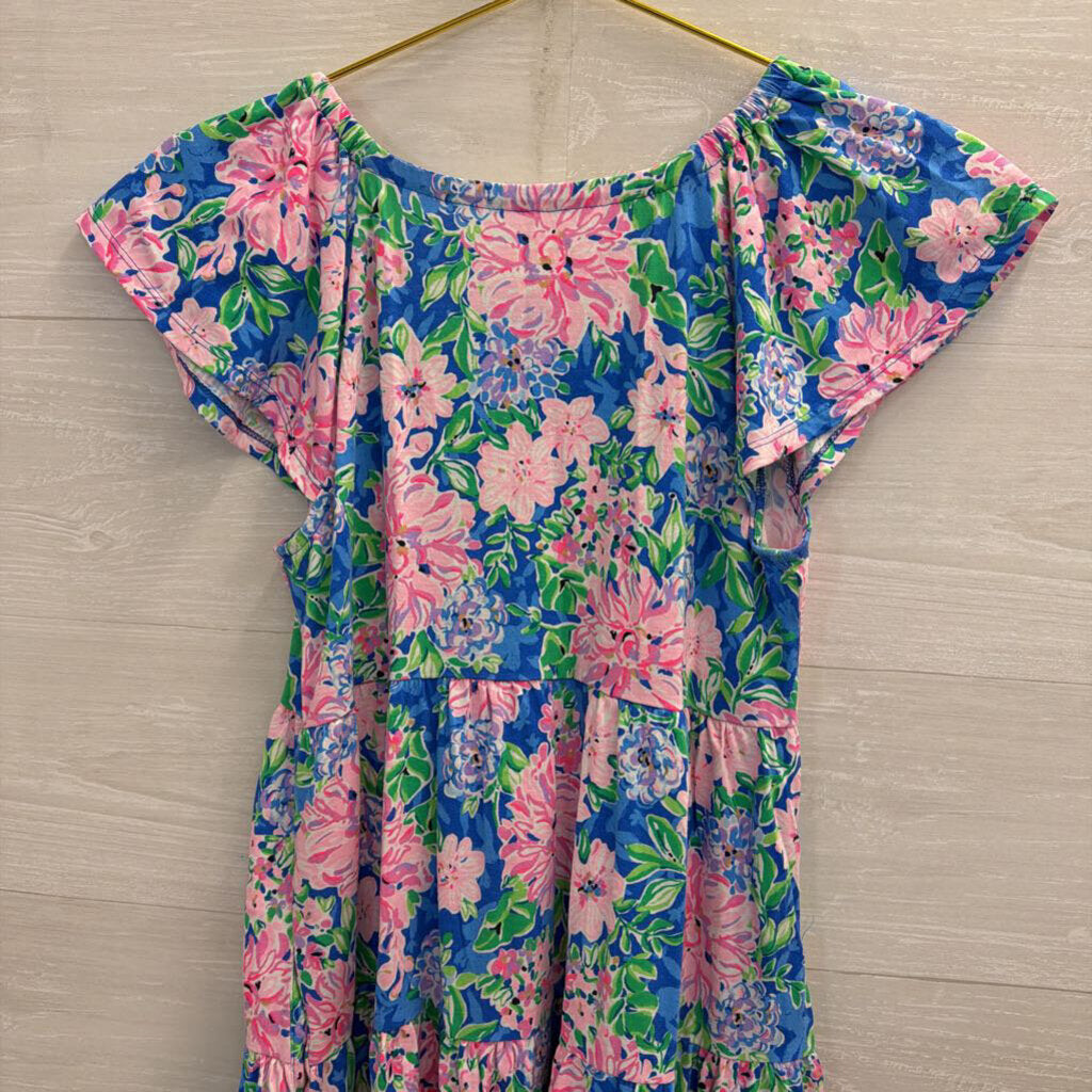 Lilly Pulitzer Blue/ Pink Print Short Sleeve Dress Extra Small