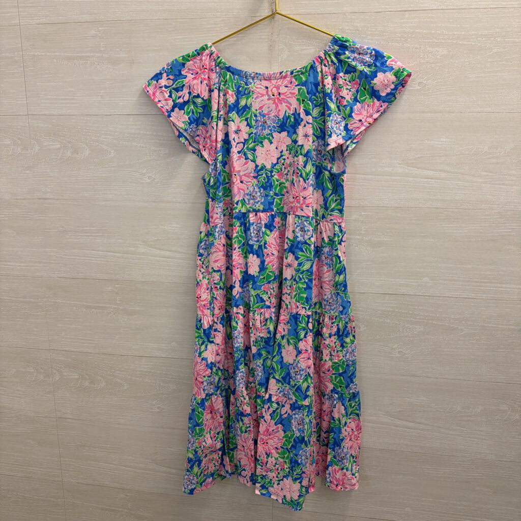 Lilly Pulitzer Blue/ Pink Print Short Sleeve Dress Extra Small