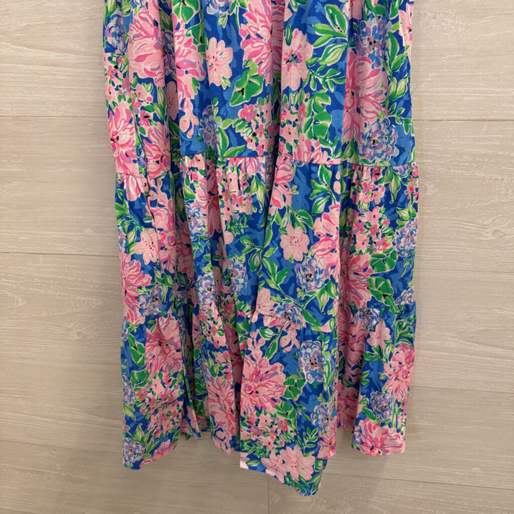 Lilly Pulitzer Blue/ Pink Print Short Sleeve Dress Extra Small