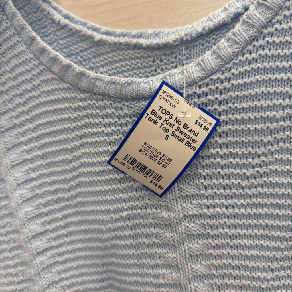 Blue Knit Sweater Tank Top Small