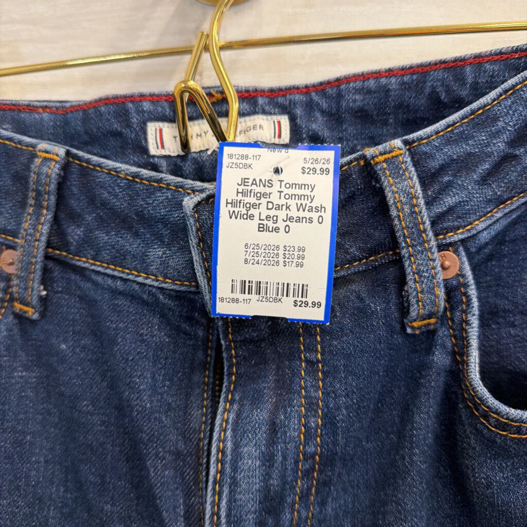 Tommy Hilfiger Dark Wash Wide Leg Jeans 0