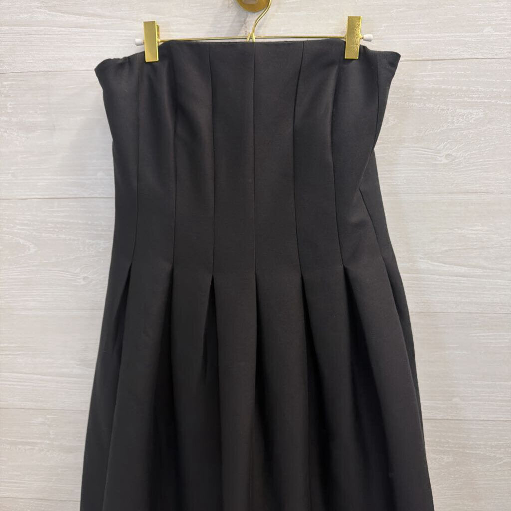 Halston Black Strapless Laser Cut Hem Long Formal Dress 8