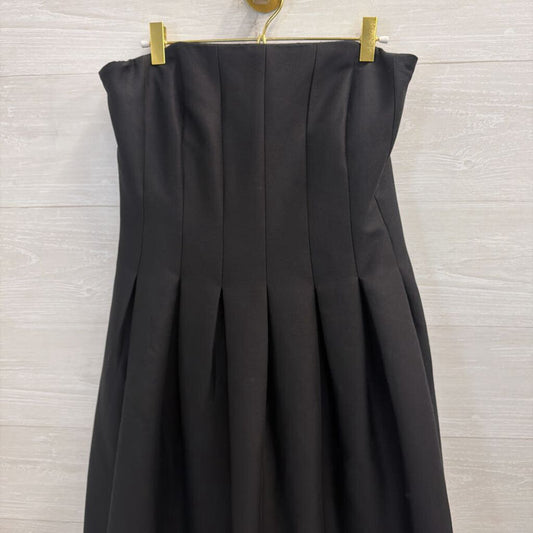 Halston Black Strapless Laser Cut Hem Long Formal Dress 8
