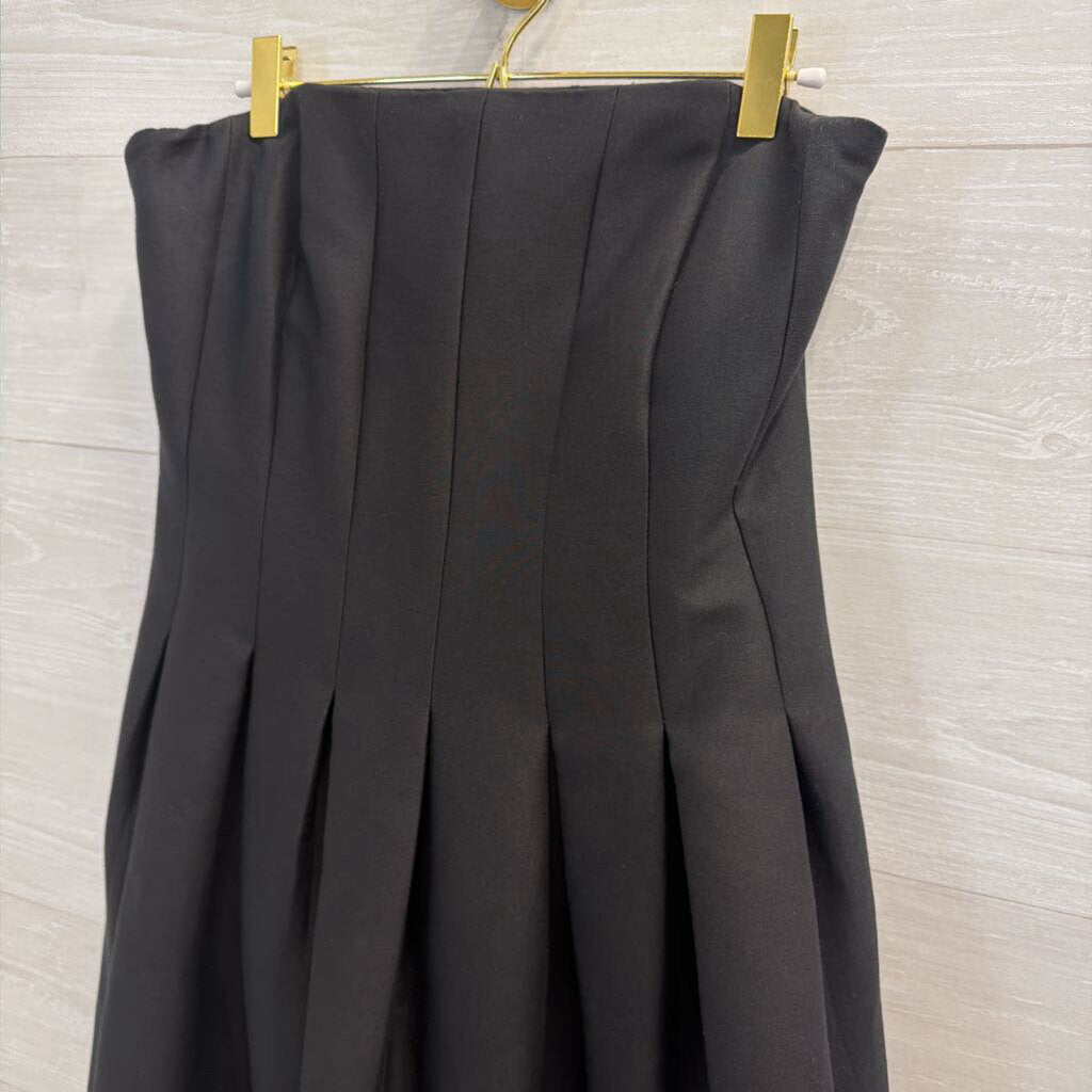 Halston Black Strapless Laser Cut Hem Long Formal Dress 8