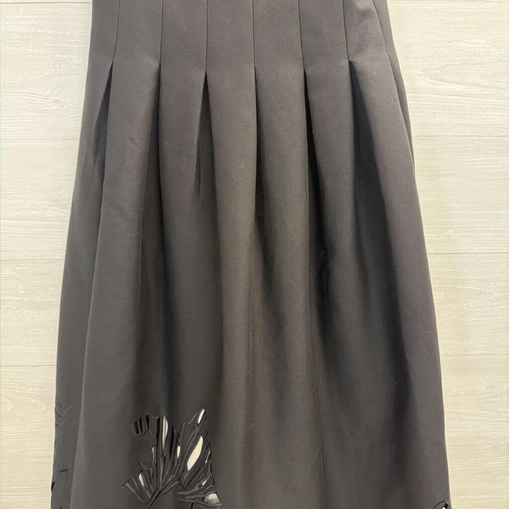 Halston Black Strapless Laser Cut Hem Long Formal Dress 8