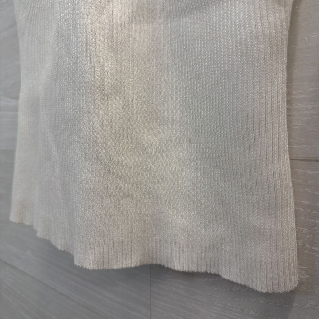 Fab'rik White Ribbed Cross Neck Cropped Tank Top Medium