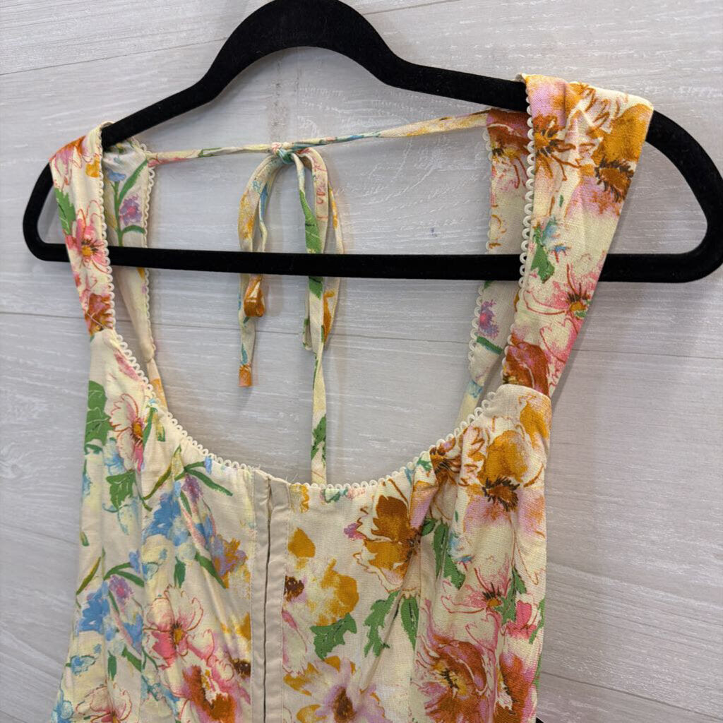 Yellow/ Multi Floral Print Romper Medium
