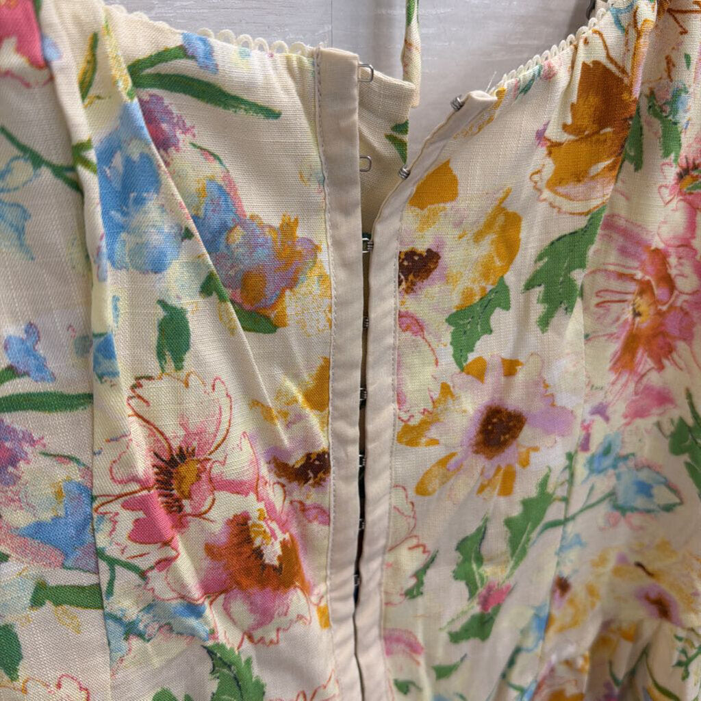 Yellow/ Multi Floral Print Romper Medium