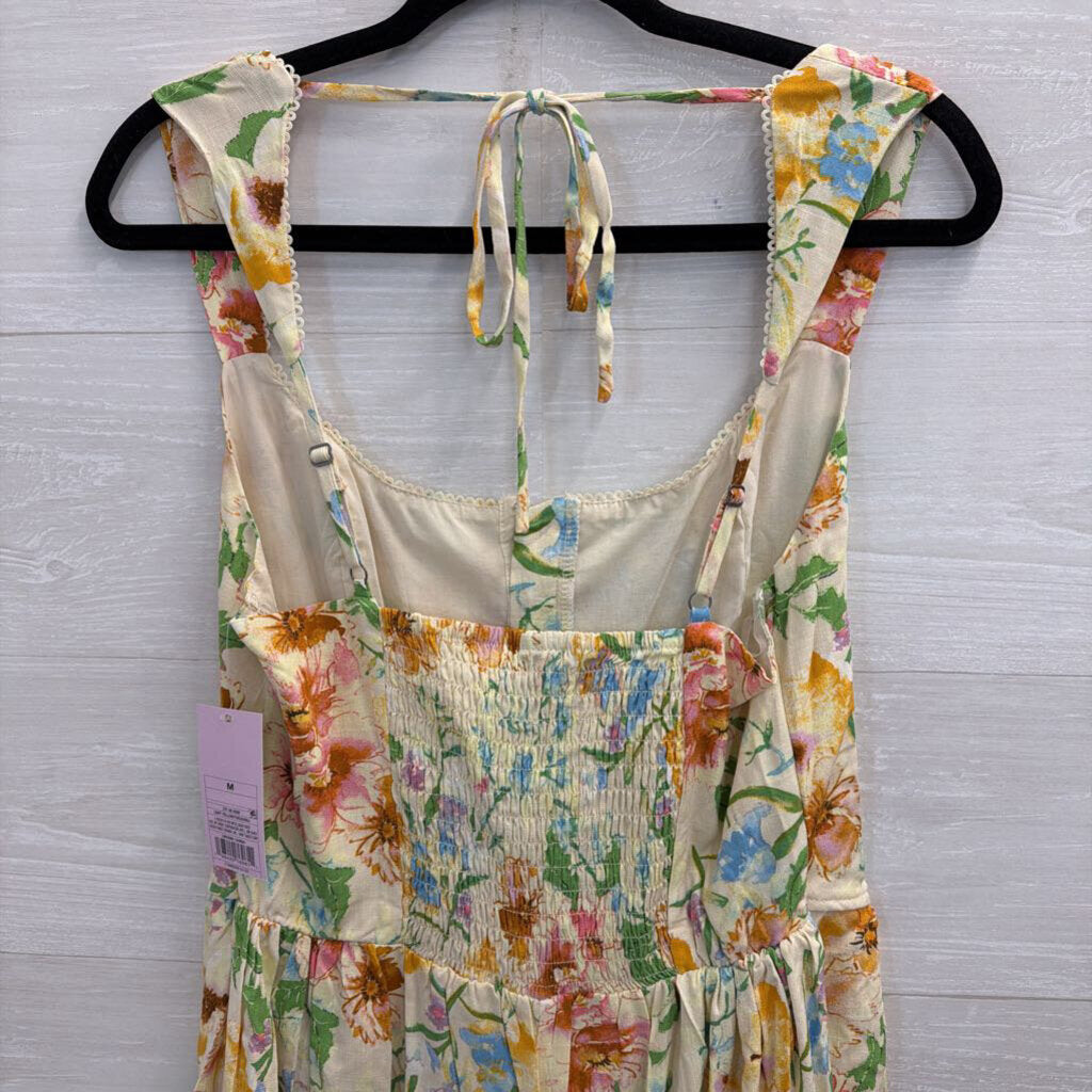 Yellow/ Multi Floral Print Romper Medium