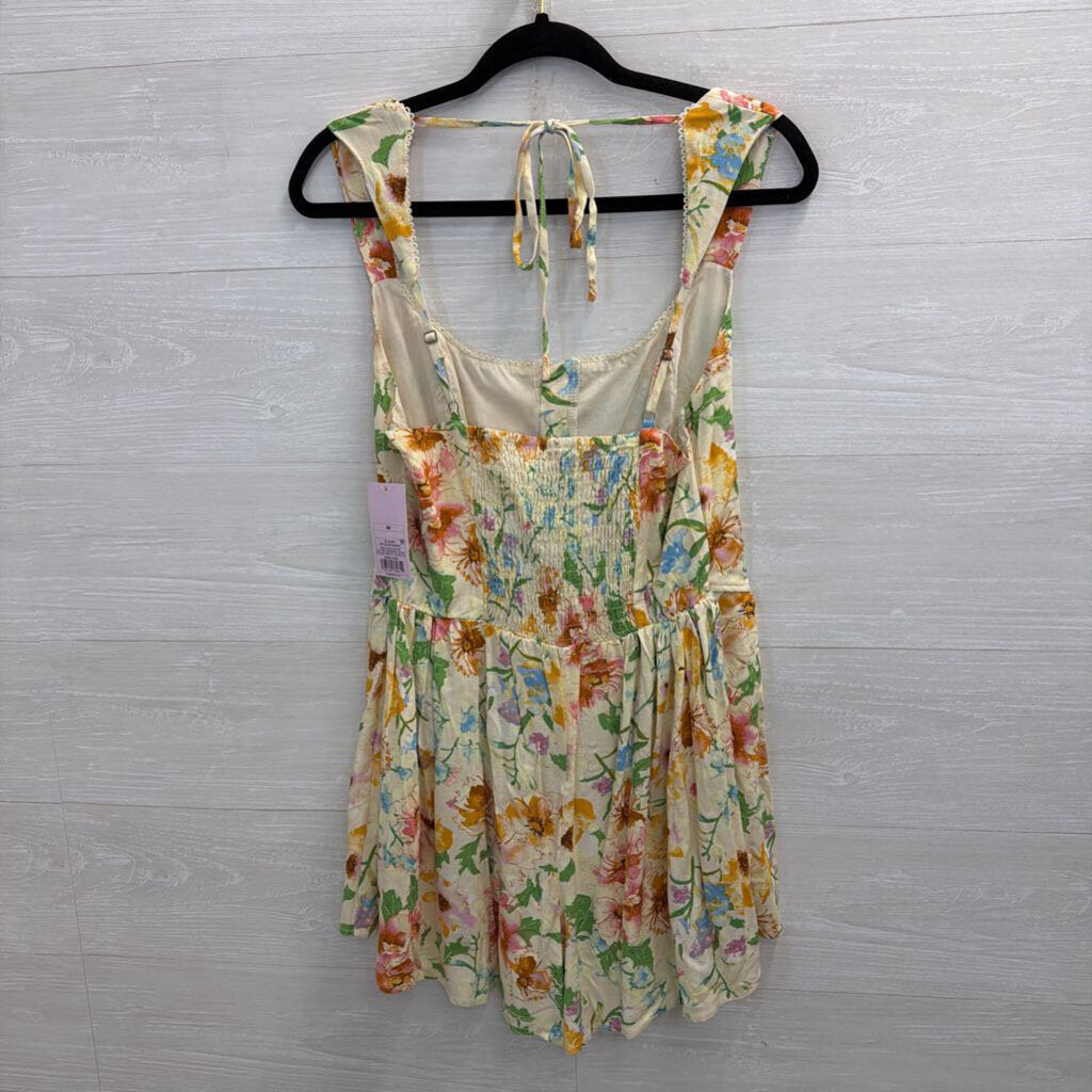 Yellow/ Multi Floral Print Romper Medium