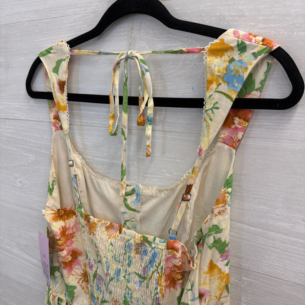 Yellow/ Multi Floral Print Romper Medium