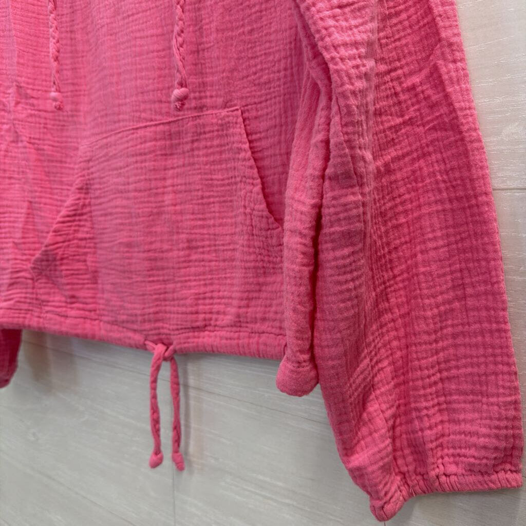 Ron Jon Pink Textured Long Sleeve Hooded Top Medium