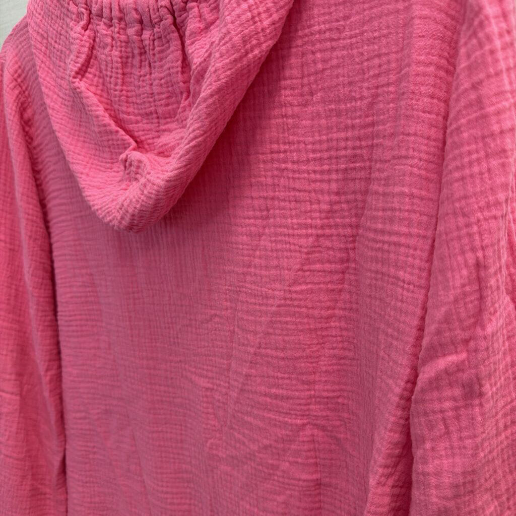 Ron Jon Pink Textured Long Sleeve Hooded Top Medium