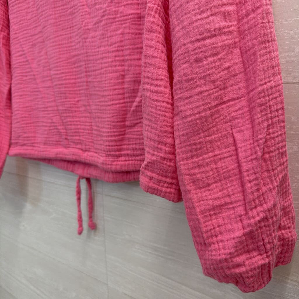Ron Jon Pink Textured Long Sleeve Hooded Top Medium