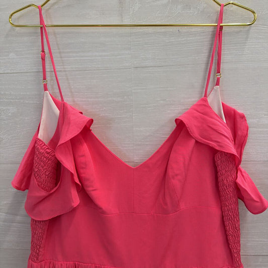 Amanda Uprichard Bright Coral Offshoulder Chiffon Maxi Medium