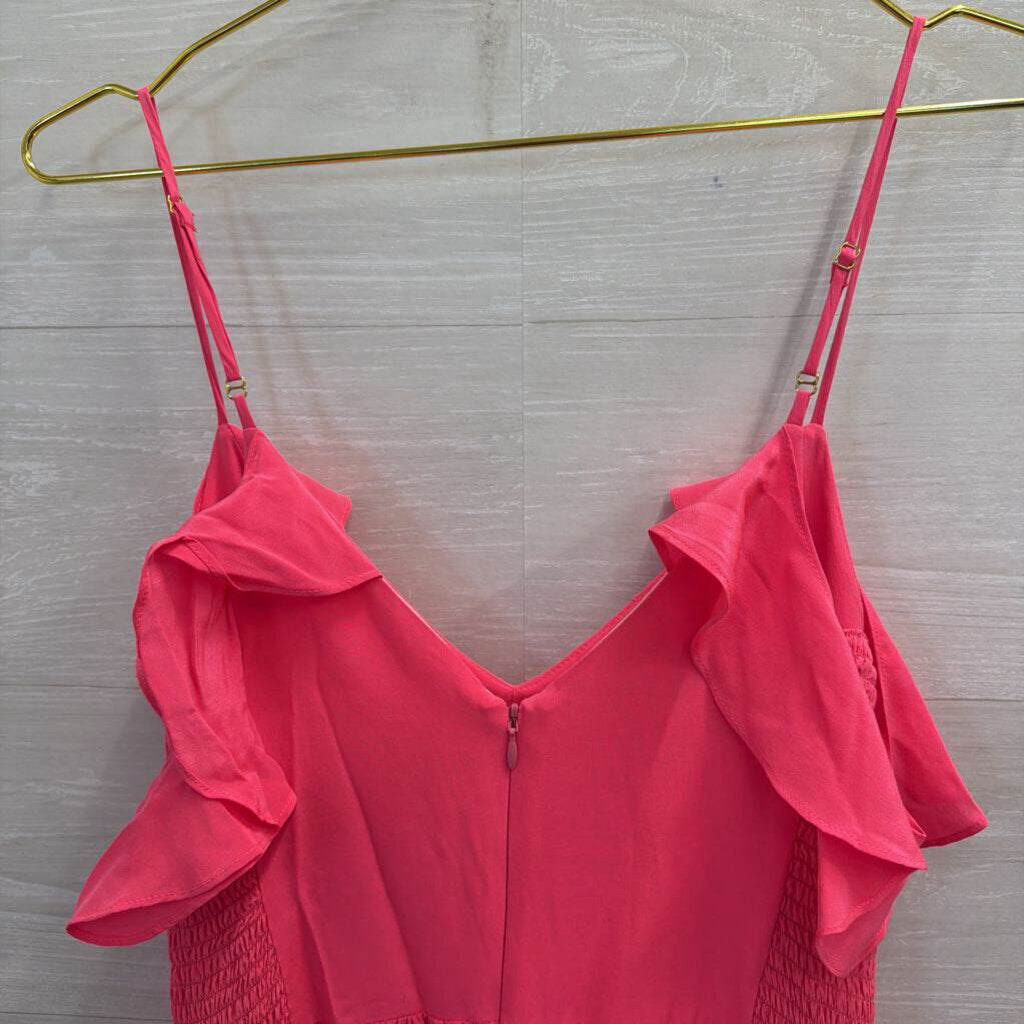 Amanda Uprichard Bright Coral Offshoulder Chiffon Maxi Medium
